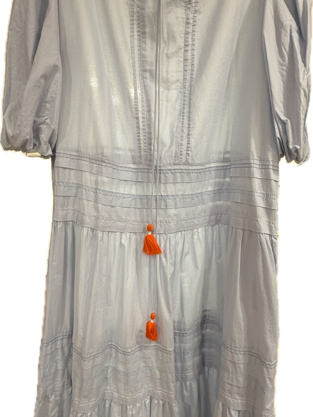 per una Light Blue Dress with Orange Trim